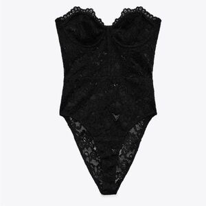 NWOT Zara Elegant Black Lace Bodysuit